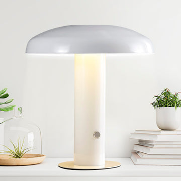 Suillius 11" Contemporary Bohemian Rechargeable/Cordless Iron Integrated LED Mushroom Table Lamp - JONATHAN Y
